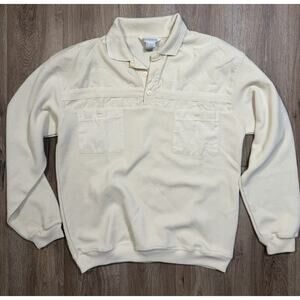 Mens Vintage Size S WentWorth Off White Long Sleeve Soprano Style Polo Shirt